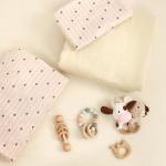 Hooyax Muslin Toddler Bedding Set for Girls - 3 Piece Crib & Kids Bed Set with Fitted Sheet, Quilt and Pillowcase, Breathable & Soft Bedding with Romantic Heart Print