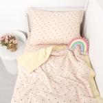Hooyax Muslin Toddler Bedding Set for Girls - 3 Piece Crib & Kids Bed Set with Fitted Sheet, Quilt and Pillowcase, Breathable & Soft Bedding with Romantic Heart Print