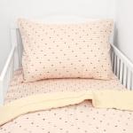 Hooyax Muslin Toddler Bedding Set for Girls - 3 Piece Crib & Kids Bed Set with Fitted Sheet, Quilt and Pillowcase, Breathable & Soft Bedding with Romantic Heart Print