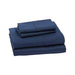 Amazon Basics Lightweight Super Soft Easy Care Microfiber 4 Piece Bed Sheet Set with 14-Inch Deep Pockets, Full, Navy Blue, Solid