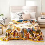 MSGKV Boho Throw Blanket 60''x80'',100% Cotton Blankets for Couch Bed,Cotton Quilt Travel Muslin Blankets Farmhouse Home Decor Soft Lightweight Picnic Blanket