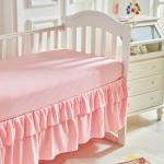3 Pieces Flowers Crib Bedding Set Baby Ruffled Quilted Comforter with Fitted Sheet and Bed Skirt - Cute Ruffled Shabby Chic Baby Bedding Soft Blanket Floral Design