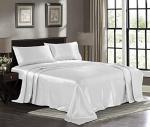 Pure Bedding Satin Sheets King [4-Piece, White] Hotel Luxury Silky Bed Sheets - Extra Soft 1800 Microfiber Sheet Set, Wrinkle, Fade, Deep Pocket Fitted Sheet, Flat Sheet, Pillow Cases