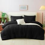 CozyLux King Comforter Set Black, 7 Pieces Bed in a Bag Soft Bedding Comforter Set with Sheets, All Season Boho 7PC Bed Sets with Comforter, Fitted Sheets, Flat Sheets, Pillow Shams and Pillowcases