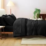 CozyLux King Comforter Set Black, 7 Pieces Bed in a Bag Soft Bedding Comforter Set with Sheets, All Season Boho 7PC Bed Sets with Comforter, Fitted Sheets, Flat Sheets, Pillow Shams and Pillowcases