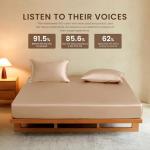 THXSILK Luxury Mulberry Silk Fitted Sheet Set 3 Pcs, Queen Silk Bed Sheet Set with 16" Deep Pockets, Soft & Cooling Sheets, 1 Fitted Sheet, 2 Pillowcases with Zipper Closure - Champagne