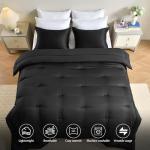 Cosmoluxe King Size Comforter Set, Satin Comforter Sets for All Season, 3 Pieces Reversible Lightweight and Breathable Bedding Sets with 1 Silky Comforter and 2 Pillow Shams (Black)