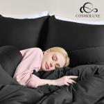 Cosmoluxe King Size Comforter Set, Satin Comforter Sets for All Season, 3 Pieces Reversible Lightweight and Breathable Bedding Sets with 1 Silky Comforter and 2 Pillow Shams (Black)
