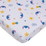 NoJo Disney S is for Stitch 4 Piece Toddler Bed Set Includes a Comforter, Fitted Bottom Sheet, Flat top Sheet, and Reversible Pillowcase. Features Fun and Playful Stitch in a Tropical Pattern