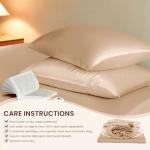 THXSILK Luxury Mulberry Silk Fitted Sheet Set 3 Pcs, Queen Silk Bed Sheet Set with 16" Deep Pockets, Soft & Cooling Sheets, 1 Fitted Sheet, 2 Pillowcases with Zipper Closure - Champagne