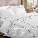 Bedsure Luxury Hotel Duvet Cover Queen Size, 100% White Cotton Embroidery Bedding Set, Includes 1 Duvet Cover 90x90 Inches with Zipper Closure & 2 Pillow Shams, Comforter Sold Separately
