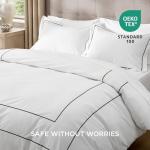 Bedsure Luxury Hotel Duvet Cover Queen Size, 100% White Cotton Embroidery Bedding Set, Includes 1 Duvet Cover 90x90 Inches with Zipper Closure & 2 Pillow Shams, Comforter Sold Separately