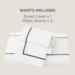 Bedsure Luxury Hotel Duvet Cover Queen Size, 100% White Cotton Embroidery Bedding Set, Includes 1 Duvet Cover 90x90 Inches with Zipper Closure & 2 Pillow Shams, Comforter Sold Separately