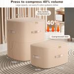 Uwqaqx Ultra Space Saving Self Compression Organizer, Portable Space Saver Storage Packing Bags, Blanket & Quilt Compression Storage Bag for Comforters, Blankets, Bedding (Almond)