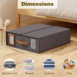 IUY STORE Bed Sheet Organizers and Storage (4 Pack, Queen & King Size) – Foldable Linen Closet Organizers with Window & Label, Zipper Bedding Storage Box for Sheets, Duvet Covers, Pillow Cases – Gray