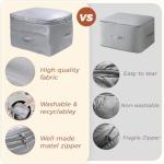 Ultra Space Saving Self Compression Organizers, 2 Pack Double Zipper Compression Packing Cubes for Bedding, Comforter Storage Bag for Blankets Duvet Quilts Pillows Queen King (Gray, X-Large)