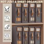 IUY STORE Bed Sheet Organizers and Storage (4 Pack, Queen & King Size) – Foldable Linen Closet Organizers with Window & Label, Zipper Bedding Storage Box for Sheets, Duvet Covers, Pillow Cases – Gray