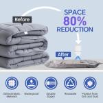Bfhosehold 8 Pack Tear-Proof Jumbo Vacuum Storage Bags with Pump, Oxford Fabric Reusable Space Saver Extra Large Vacuum Seal Bags for Clothing, Bedding, Travel Luggage, Blankets and Comforters
