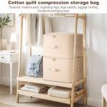 Uwqaqx Ultra Space Saving Self Compression Organizer, Portable Space Saver Storage Packing Bags, Blanket & Quilt Compression Storage Bag for Comforters, Blankets, Bedding (Almond)