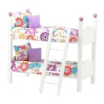 Emily Rose 14 Inch Doll Furniture - 2 White Single Stackable Beds Bunkbed with Colorful 4-PC Bedding Sets & Ladder - USA Business