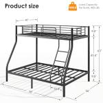 Twin Over Full Metal Bunk Bed Set with 6" Mattresses Included, All-in-One Bunk Bed for Kids/Adults, Heavy Duty Sturdy Frame with Ladder & Guardrail, with Memory Foam Mattress, Easy Assembly
