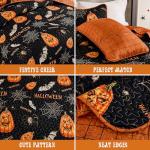 DJY Halloween Quilt Set King Pumpkin Holiday Bedspread with Spider Cobweb Bat Pattern, Lightweight Festive Theme Bedding Set Reversible Bed Cover for Home Bedroom Decoration(110''x90'')