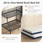 Twin Over Full Metal Bunk Bed Set with 6" Mattresses Included, All-in-One Bunk Bed for Kids/Adults, Heavy Duty Sturdy Frame with Ladder & Guardrail, with Memory Foam Mattress, Easy Assembly