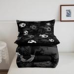 Erosebridal Soccer Comforter Twin Football Bedding Sets for Boys Teens Sport Themed Bedding Ball Gaming Duvet Insert Black Gray Grunge Room Decor 2pcs with 1 Pillow Case Lightweight Soft Bed Set