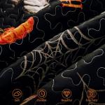 DJY Halloween Quilt Set King Pumpkin Holiday Bedspread with Spider Cobweb Bat Pattern, Lightweight Festive Theme Bedding Set Reversible Bed Cover for Home Bedroom Decoration(110''x90'')