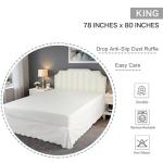 HIG Off White Chic King Bed Skirt - Easy Fit Scallop Edge Pleated Bedskirts, 14 Inch Drop Anti-Slip Dust Ruffle, Thick Fabric for Enhanced Privacy, Pre-Washed for Long-Lasting Use(N60022)