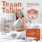 TEXAS LINEN CO. Luxury Egyptian Cotton King Size Sheet Set - 600 Thread Count 4 PC Deep Pocket Fitted and Flat Sheets, Soft, Cooling Extra Long Staple Hotel-Quality Bedding with Sateen Weave - White