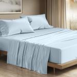 THREAD SPREAD 100% Egyptian Cotton King Size Sheets Set - Luxury 1200 Thread Count Egyptian Cotton Sheets King Size, 17" Deep Pocket, Soft, Cooling Sateen Weave Hotel Quality Bedding Set - Light Blue