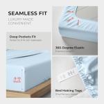 THREAD SPREAD 100% Egyptian Cotton King Size Sheets Set - Luxury 1200 Thread Count Egyptian Cotton Sheets King Size, 17" Deep Pocket, Soft, Cooling Sateen Weave Hotel Quality Bedding Set - Light Blue
