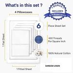 Queen Size Sheet Set, 6 Piece Set, Extra, Deep Pockets, 100% Egyptian Cotton White Solid Bed Sheets, Queens Sheets, 6 PC