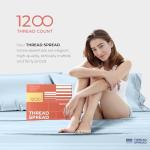 THREAD SPREAD 100% Egyptian Cotton King Size Sheets Set - Luxury 1200 Thread Count Egyptian Cotton Sheets King Size, 17" Deep Pocket, Soft, Cooling Sateen Weave Hotel Quality Bedding Set - Light Blue