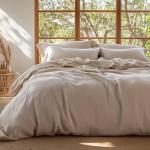 Bedsure 100% Muslin Cotton Duvet Cover King Size - Ultra-Soft, Breathable & Lightweight - Linen Like Gauze Comforter Cover Set with Button Closure and Corner Ties (Khaki, King, 104"x90")