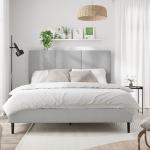 IOILORI Full Size Bed Frame with Headboard, Vertical Channel Fabric Heavy Duty Full Size Bed Frame, No Springs Required, Easy to Assemble, Metal Platform Bed Frame, Grey