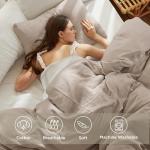 Bedsure 100% Muslin Cotton Duvet Cover King Size - Ultra-Soft, Breathable & Lightweight - Linen Like Gauze Comforter Cover Set with Button Closure and Corner Ties (Khaki, King, 104"x90")