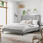 IOILORI Full Size Bed Frame with Headboard, Vertical Channel Fabric Heavy Duty Full Size Bed Frame, No Springs Required, Easy to Assemble, Metal Platform Bed Frame, Grey