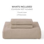 Bedsure 100% Muslin Cotton Duvet Cover King Size - Ultra-Soft, Breathable & Lightweight - Linen Like Gauze Comforter Cover Set with Button Closure and Corner Ties (Khaki, King, 104"x90")