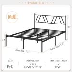 Kujielan Metal Platform Bed Frame with Headboard, 14 Inches Full Bed, No Box Spring Needed, Steel Slat Support, Black, Easy Assembly
