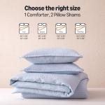 Amazon Basics Jacquard Geometric Microfiber 3-Piece Duvet Cover Set, Includes 1 Duvet Cover and 2 Pillow Shams, King, Blue Striped