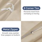 Duvet Cover Queen Size Set - Extra Soft Queen Size Duvet Cover 90 x 90 with 2 Pillow Shams - Hotel Luxury, Easy Care and Fade Free with Zipper Closures & Ties - Comfy, Breathable Bedding Set (Wheat)