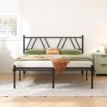 Kujielan Metal Platform Bed Frame with Headboard, 14 Inches Full Bed, No Box Spring Needed, Steel Slat Support, Black, Easy Assembly