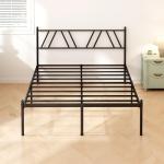 Kujielan Metal Platform Bed Frame with Headboard, 14 Inches Full Bed, No Box Spring Needed, Steel Slat Support, Black, Easy Assembly