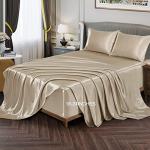 Vonty Satin Sheets Extra Deep Pocket King Size Sheets - Cooling & Silky Satin King Sheets Set with 18-24 Inch Deep Pocket, Taupe Satin Bed Sheets Fit Up to 24" Deep Matress - 4 Piece