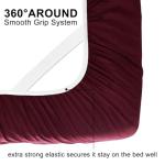 JSD Burgundy Satin Sheet Set Full Size, 4 Piece Silky Bed Sheets Extra Deep Pocket, Good for Hair and Skin