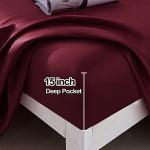 JSD Burgundy Satin Sheet Set Full Size, 4 Piece Silky Bed Sheets Extra Deep Pocket, Good for Hair and Skin