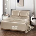 Vonty Satin Sheets Extra Deep Pocket King Size Sheets - Cooling & Silky Satin King Sheets Set with 18-24 Inch Deep Pocket, Taupe Satin Bed Sheets Fit Up to 24" Deep Matress - 4 Piece