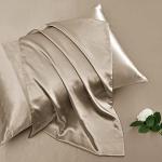 Vonty Satin Sheets Extra Deep Pocket King Size Sheets - Cooling & Silky Satin King Sheets Set with 18-24 Inch Deep Pocket, Taupe Satin Bed Sheets Fit Up to 24" Deep Matress - 4 Piece